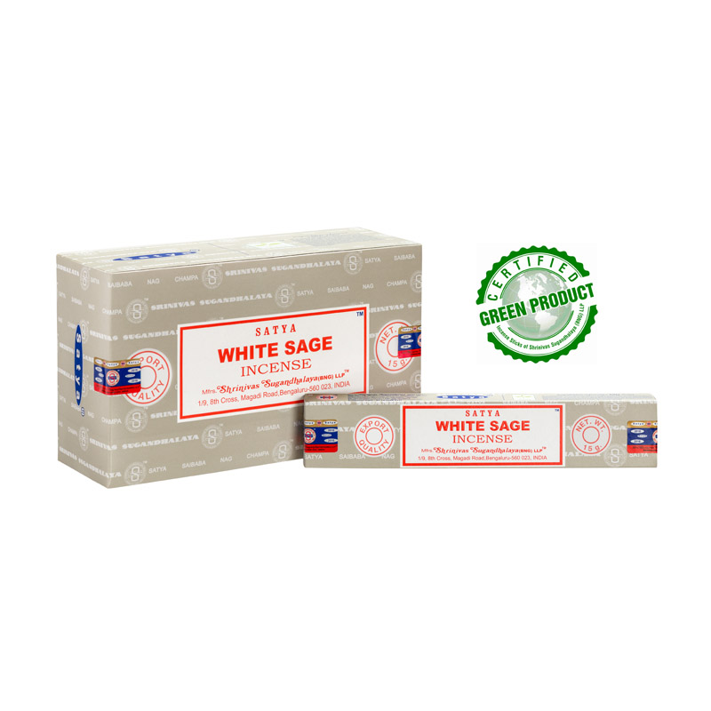Satya Incense White Sage Premium Quality Fragrance Incense Stick Box 12 Pack 